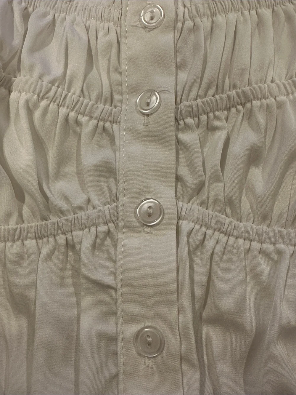 Astr The Label White Smocked Puff Sleeve Peplum Top Sz Large